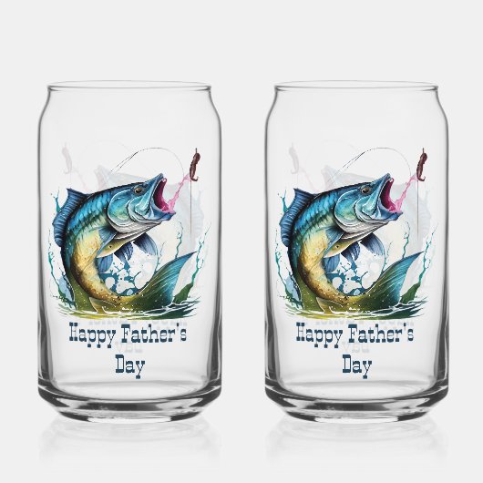 Happy Vaderdag Striking Fish Blikvorm Glas (Voorkant)