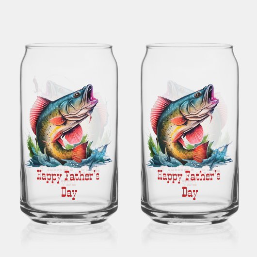 Happy Vaderdag Striking Fish Blikvorm Glas (Voorkant)