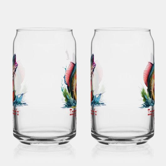 Happy Vaderdag Striking Fish Blikvorm Glas (Links)