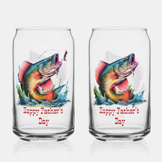 Happy Vaderdag Striking Fish Blikvorm Glas (Achterkant)