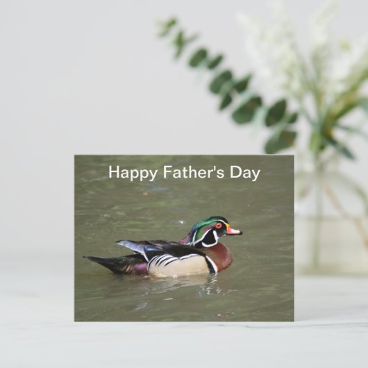 Happy Vaderdag Swimming Duck Briefkaart (Staand voorkant)