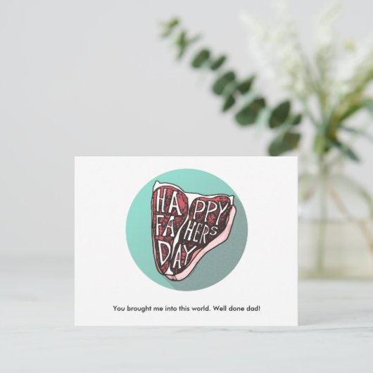 Happy Vaderdag T-Bone Steak Post Kaart (Staand voorkant)