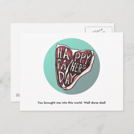 Happy Vaderdag T-Bone Steak Post Kaart (Voorkant / Achterkant)