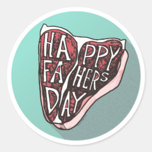 Happy Vaderdag T-Bone Steak Ronde Sticker