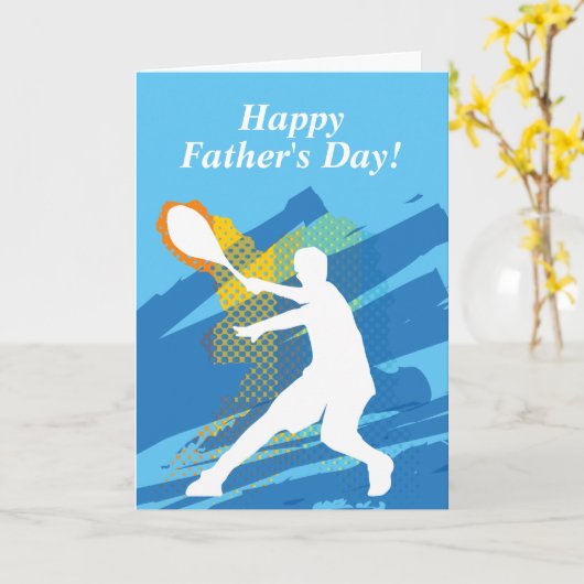 Happy Vaderdag tennis design groet Kaart (Gele Bloem)
