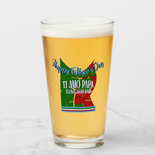 Happy Vaderdag TI Amo Papa, ik hou van je vader Glas (Voorkant gevuld)