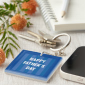 Happy Vaderdag Typography Blue Sleutelhanger (Voorkant Rechts)