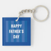 Happy Vaderdag Typography Blue Sleutelhanger (Achterkant)