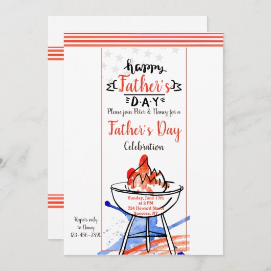 Happy Vaderdag Uitnodiging (Voorkant / Achterkant)