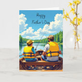 Happy Vaderdag | Vader en zoon Gevist Kaart (Gele Bloem)