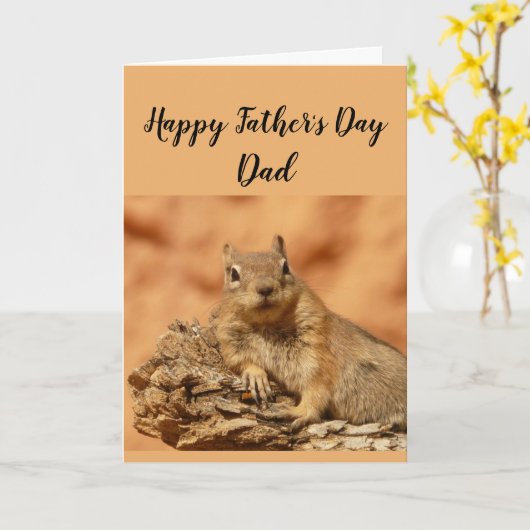 Happy Vaderdag Vader Funny Squirrel Relax Kaart (Gele Bloem)