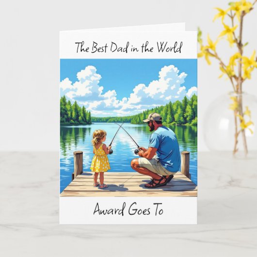 Happy Vaderdag | Vader Vist met dochter Kaart (Gele Bloem)