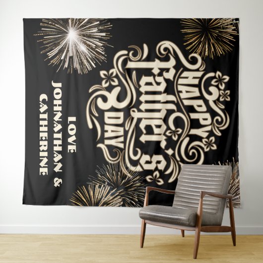 Happy Vaderdag vakantie achtergrond van familie Wandkleed (In Situ (horizontaal))