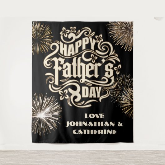 Happy Vaderdag vakantie achtergrond van familie Wandkleed (Voorkant)