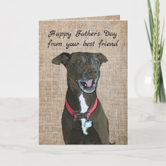 Happy Vaderdag van Cute Pit Bull Kaart (Voorkant)