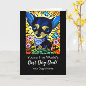 Happy Vaderdag van de beste zwarte hond Chihuahua Kaart (Gele Bloem)
