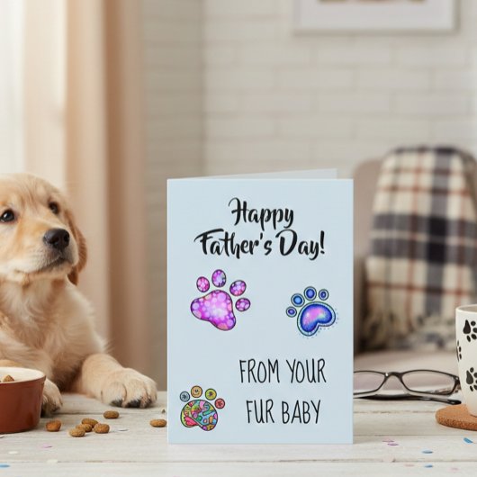 Happy Vaderdag van Dog Cat Pet Fur Baby Paws Kaart