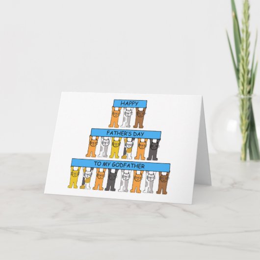 Happy Vaderdag van Godfather Cute Cartoon Cats Kaart (Voorkant)
