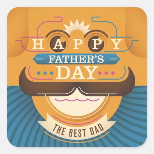 Happy Vaderdag Vierkante Sticker (Voorkant)
