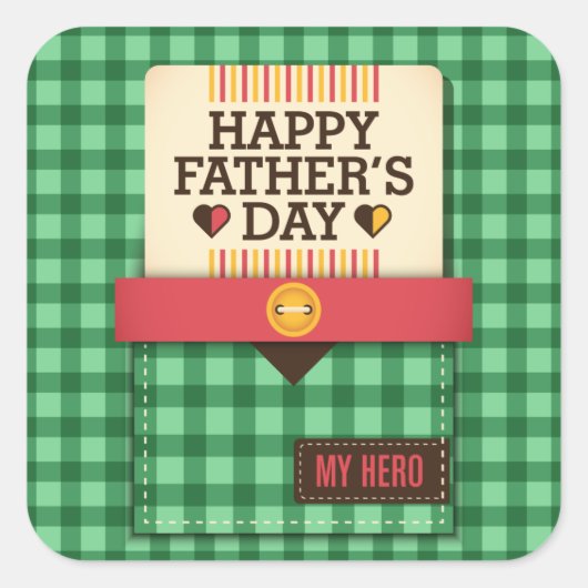 Happy Vaderdag Vierkante Sticker (Voorkant)