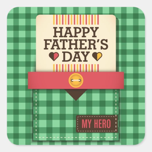 Happy Vaderdag Vierkante Sticker (Voorkant)
