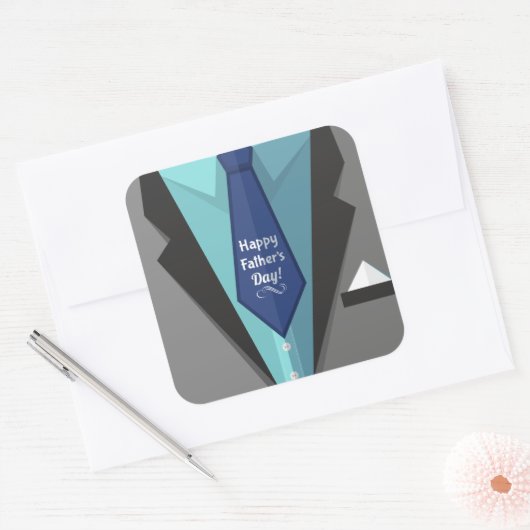 Happy Vaderdag Vierkante Sticker (Envelop)
