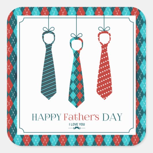 Happy Vaderdag Vierkante Sticker (Voorkant)