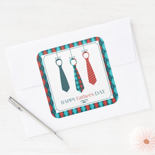 Happy Vaderdag Vierkante Sticker (Envelop)