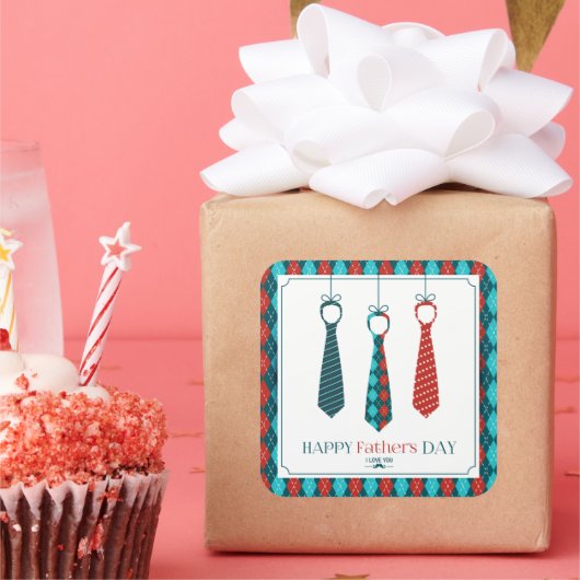 Happy Vaderdag Vierkante Sticker (Feest)