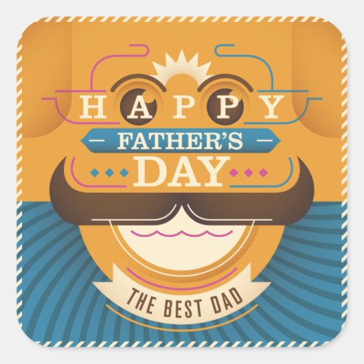 Happy Vaderdag Vierkante Sticker (Voorkant)