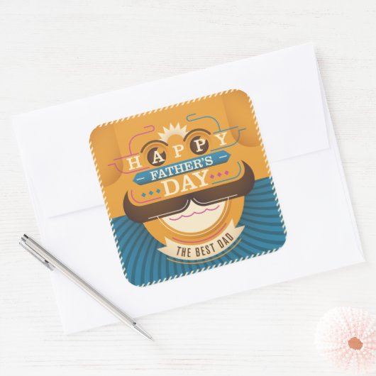 Happy Vaderdag Vierkante Sticker (Envelop)