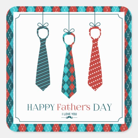 Happy Vaderdag Vierkante Sticker (Voorkant)