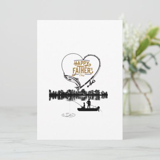 Happy Vaderdag Vissen on Lake Kaart (Staand voorkant)