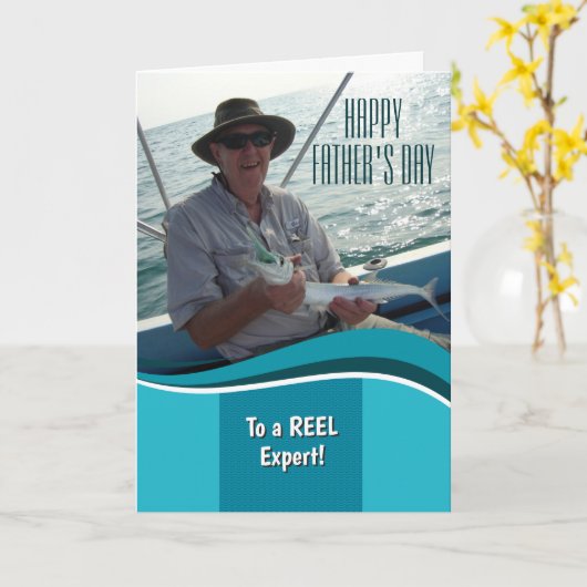 Happy Vaderdag visser gepersonaliseerde Kaart (Gele Bloem)