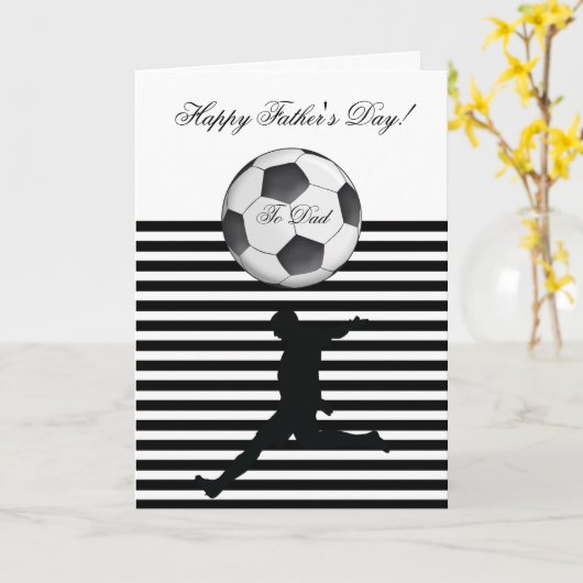 Happy Vaderdag Voetbal Foto Stripe Kaart (Gele Bloem)