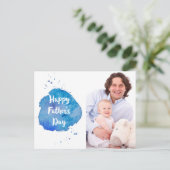 Happy Vaderdag|Waterverf Splash Aangepaste foto Briefkaart (Staand voorkant)