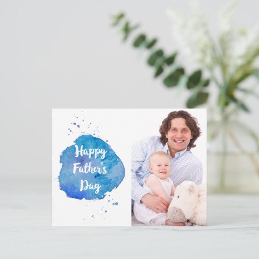 Happy Vaderdag|Waterverf Splash Aangepaste foto Briefkaart (Staand voorkant)