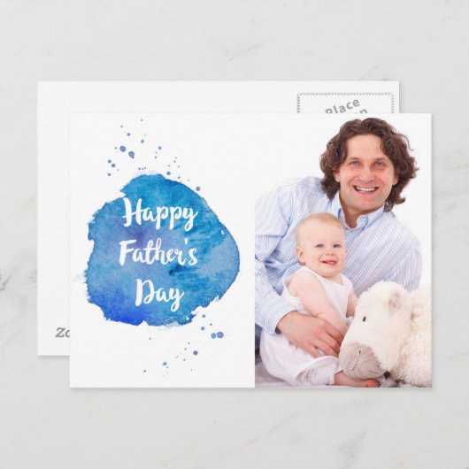 Happy Vaderdag|Waterverf Splash Aangepaste foto Briefkaart (Voorkant / Achterkant)