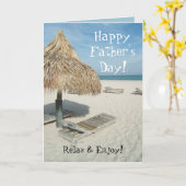 Happy Vaderdag Wenskaart, strand Cabana Kaart (Gele Bloem)