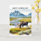 Happy Vaderdag Wildlife Moose Wenskaart Kaart (Gele Bloem)