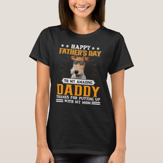 Happy Vaderdag Wire Fox Terrier Dog Pap Voor M T-shirt (Voorkant)
