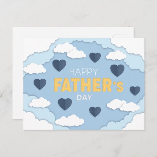 Happy Vaderdag wolken en harten Kaart (Voorkant / Achterkant)