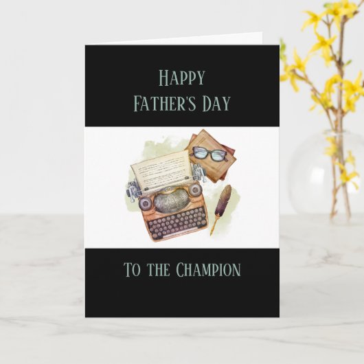 Happy Vaderdag Writer-Vintage schrijfmachine Kaart (Gele Bloem)