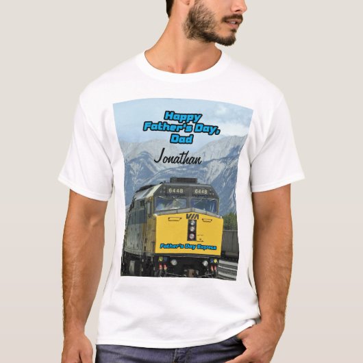 Happy Vaderdag Yellow Railroad Train Engine T-shirt (Voorkant)