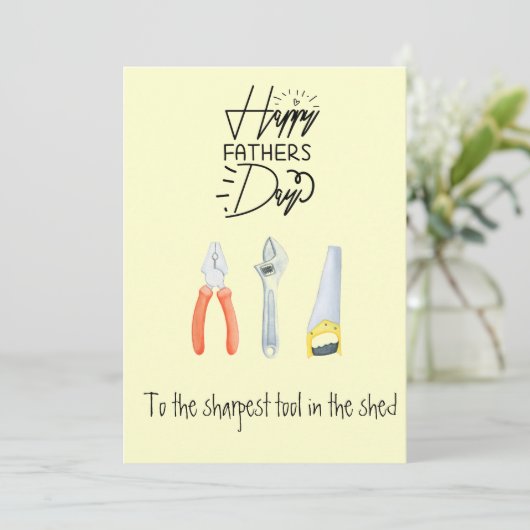 Happy Vaderdag yellow tools sharpest tool schattig Feestdagenkaart (Staand voorkant)