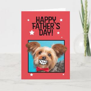 Happy Vaderdag Yorkie Dog met Big Smile Humor Feestdagen Kaart