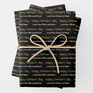 Happy Vaderdag Zwart Wit Kinderen Namen Inpakpapier Vel