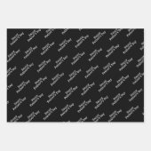 "Happy Vaderdag" zwarte & witte achtergrond Inpakpapier Vel (Voorkant 3)