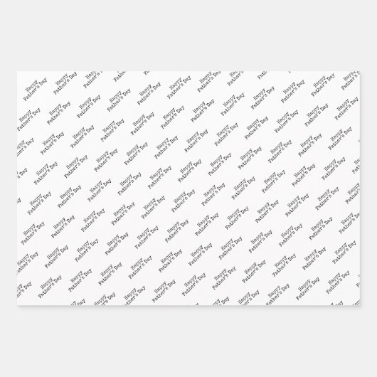 "Happy Vaderdag" zwarte & witte achtergrond Inpakpapier Vel (Voorkant 2)