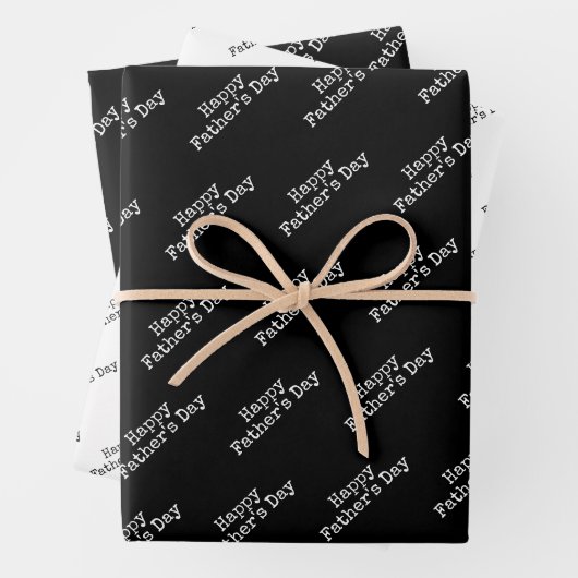 "Happy Vaderdag" zwarte & witte achtergrond Inpakpapier Vel (In situ)